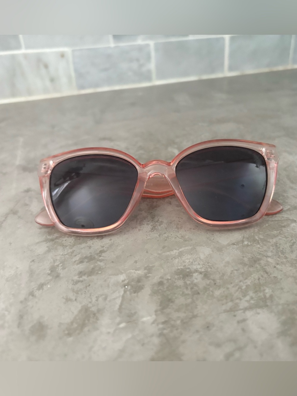 Pink Translucent Frame Sunglasses with Dark Lenses